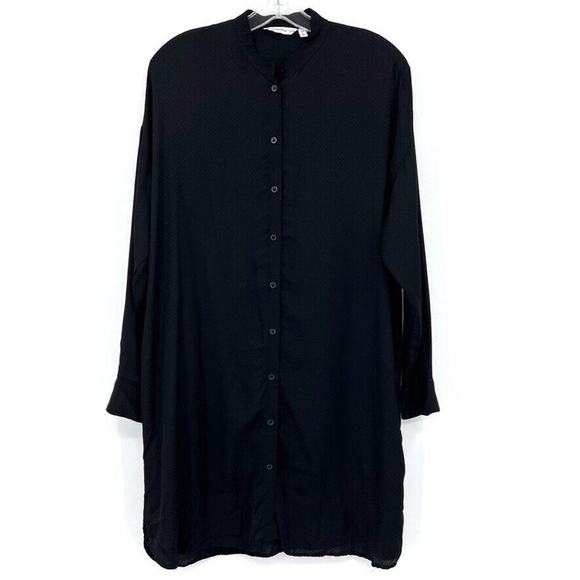 & Other Stories Womens 6 Black Button Down Long Sleeve Shirt Dress Viscose - Picture 1 of 11